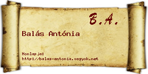 Balás Antónia névjegykártya
